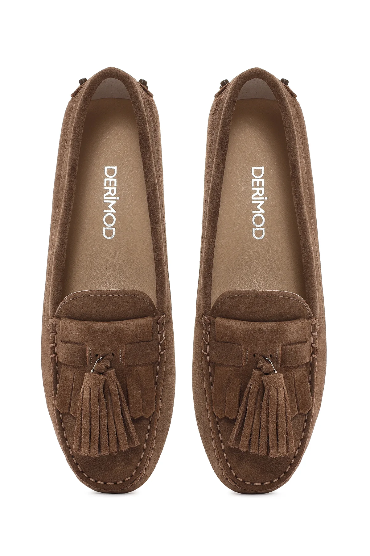 Kadın Taba Püsküllü Süet Deri Loafer - Image 7