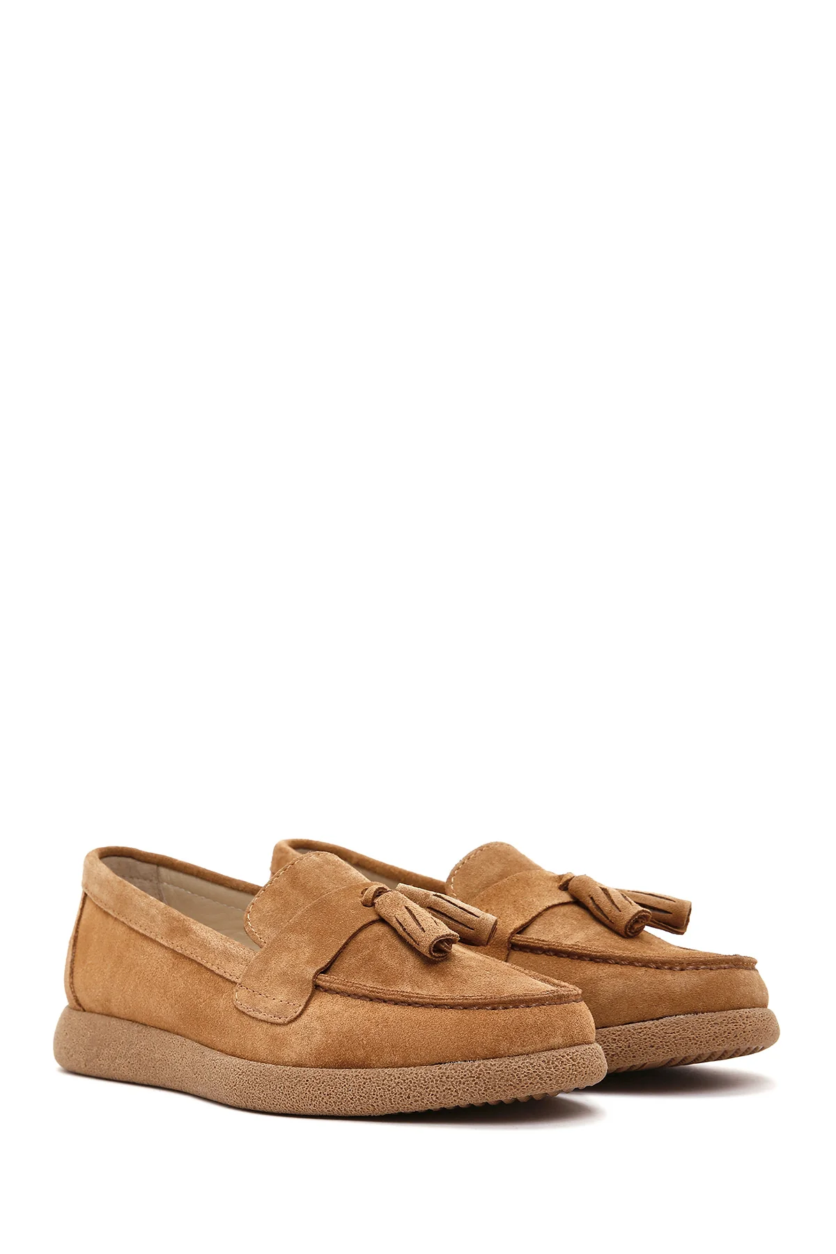Kadın Taba Süet Deri Comfort Loafer - Image 3