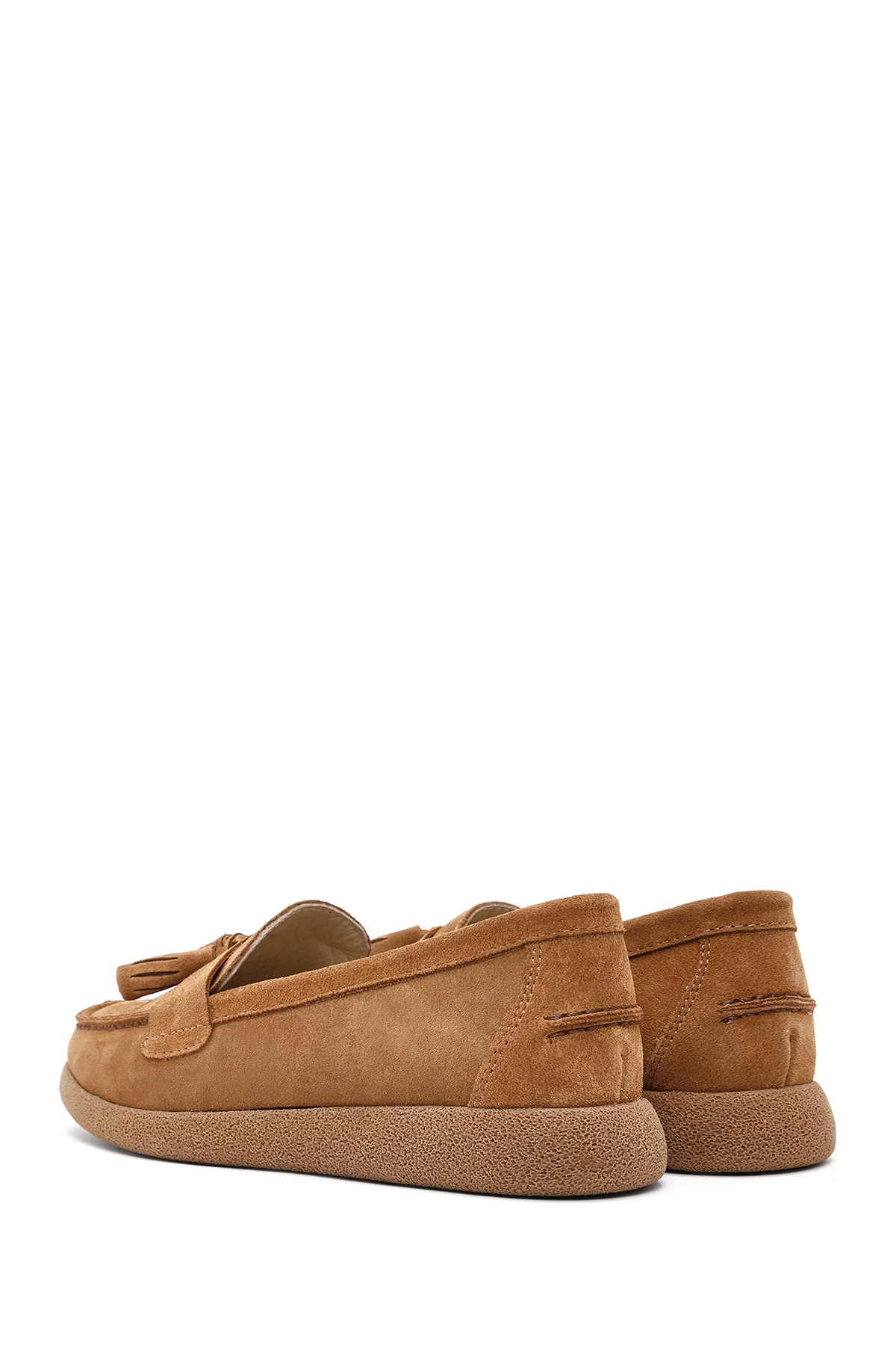 Kadın Taba Süet Deri Comfort Loafer - Image 5