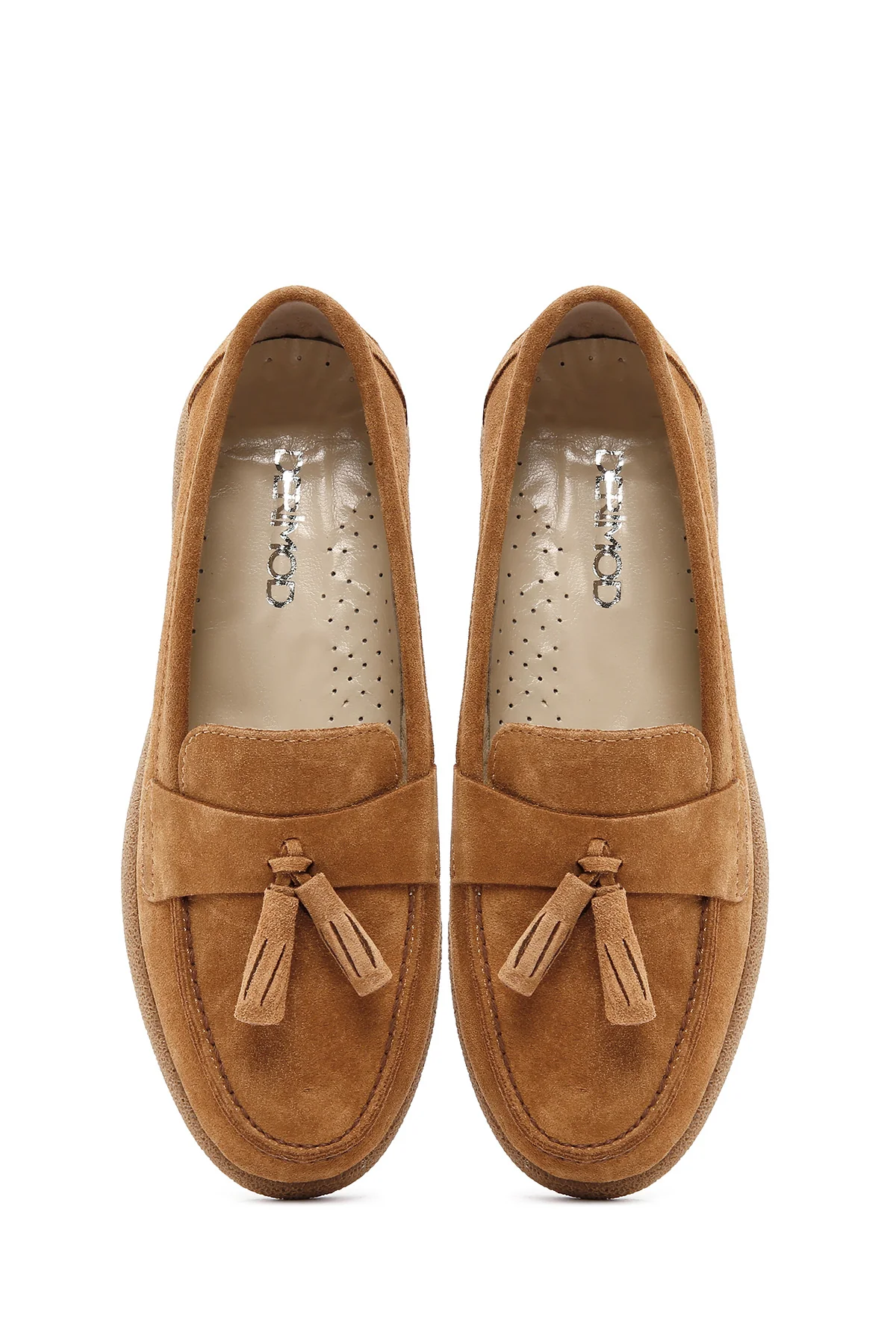 Kadın Taba Süet Deri Comfort Loafer - Image 7