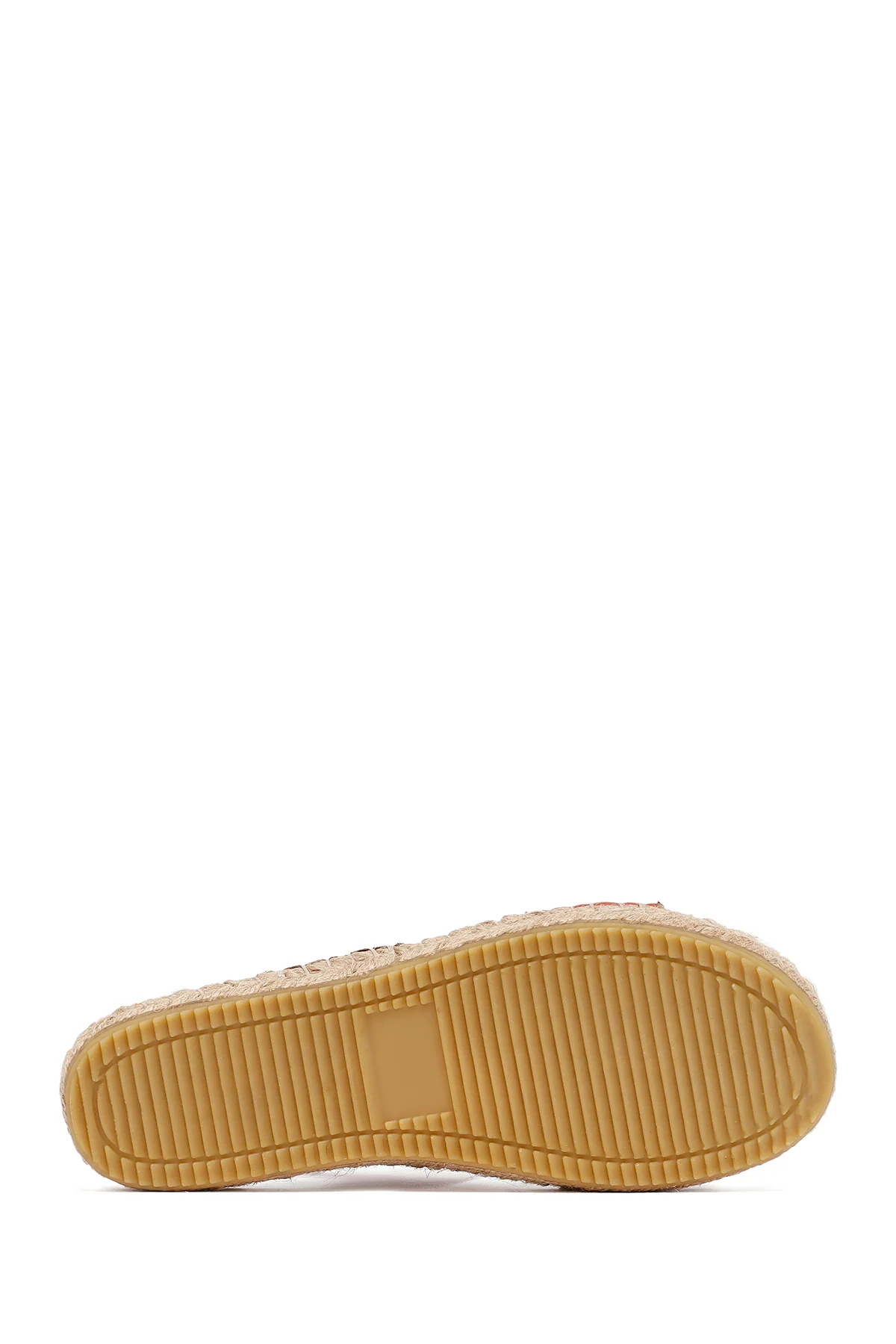 Kadın Turuncu Örgü Detaylı Süet Deri Espadril Sandalet - Image 4
