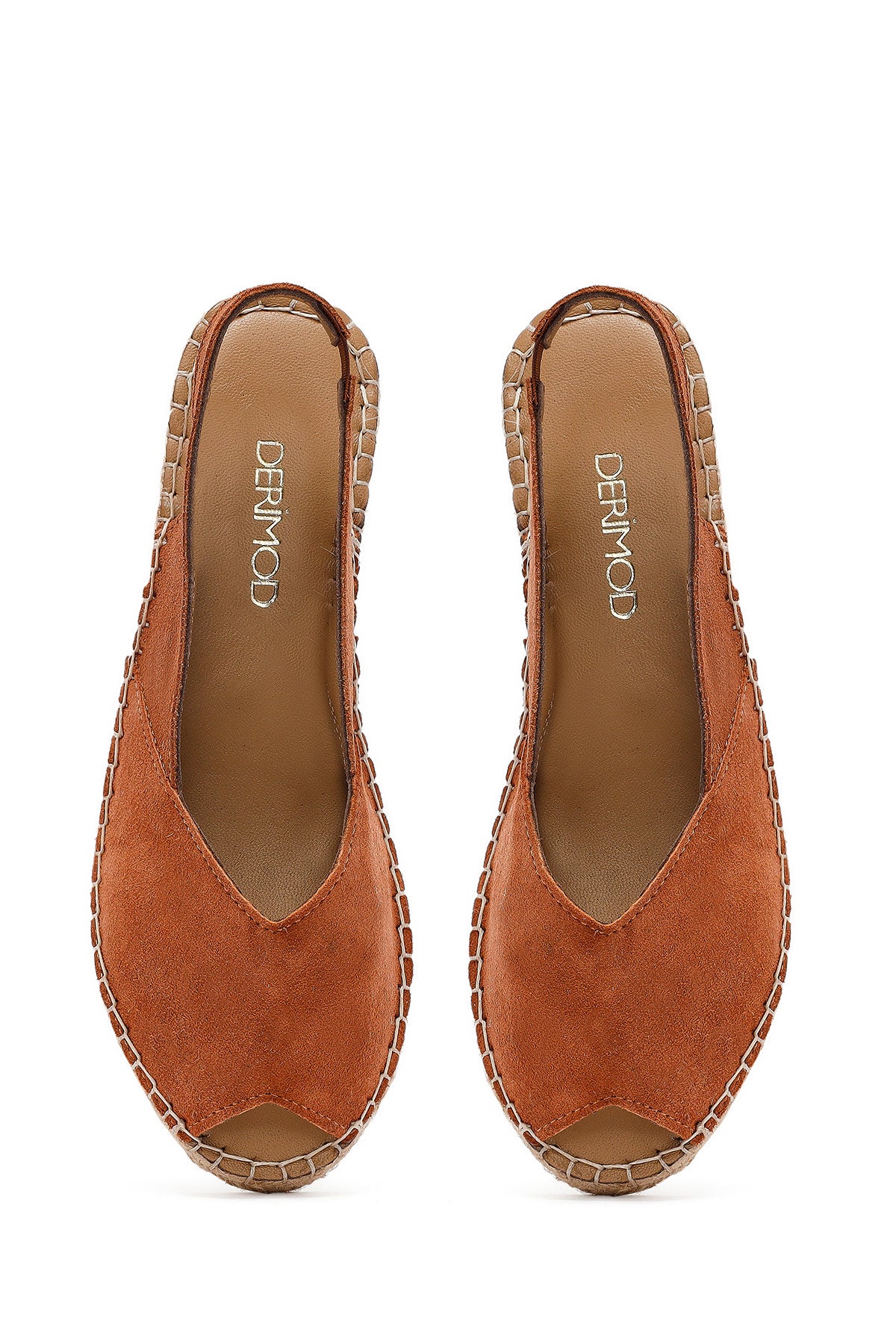 Kadın Turuncu Süet Espadril Sandalet - Image 7
