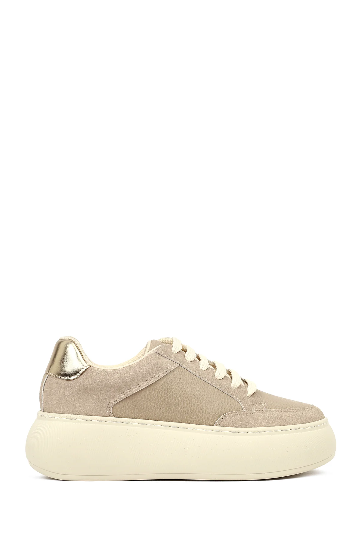 Kadın Vizon Bağcıklı Kalın Tabanlı Sneaker