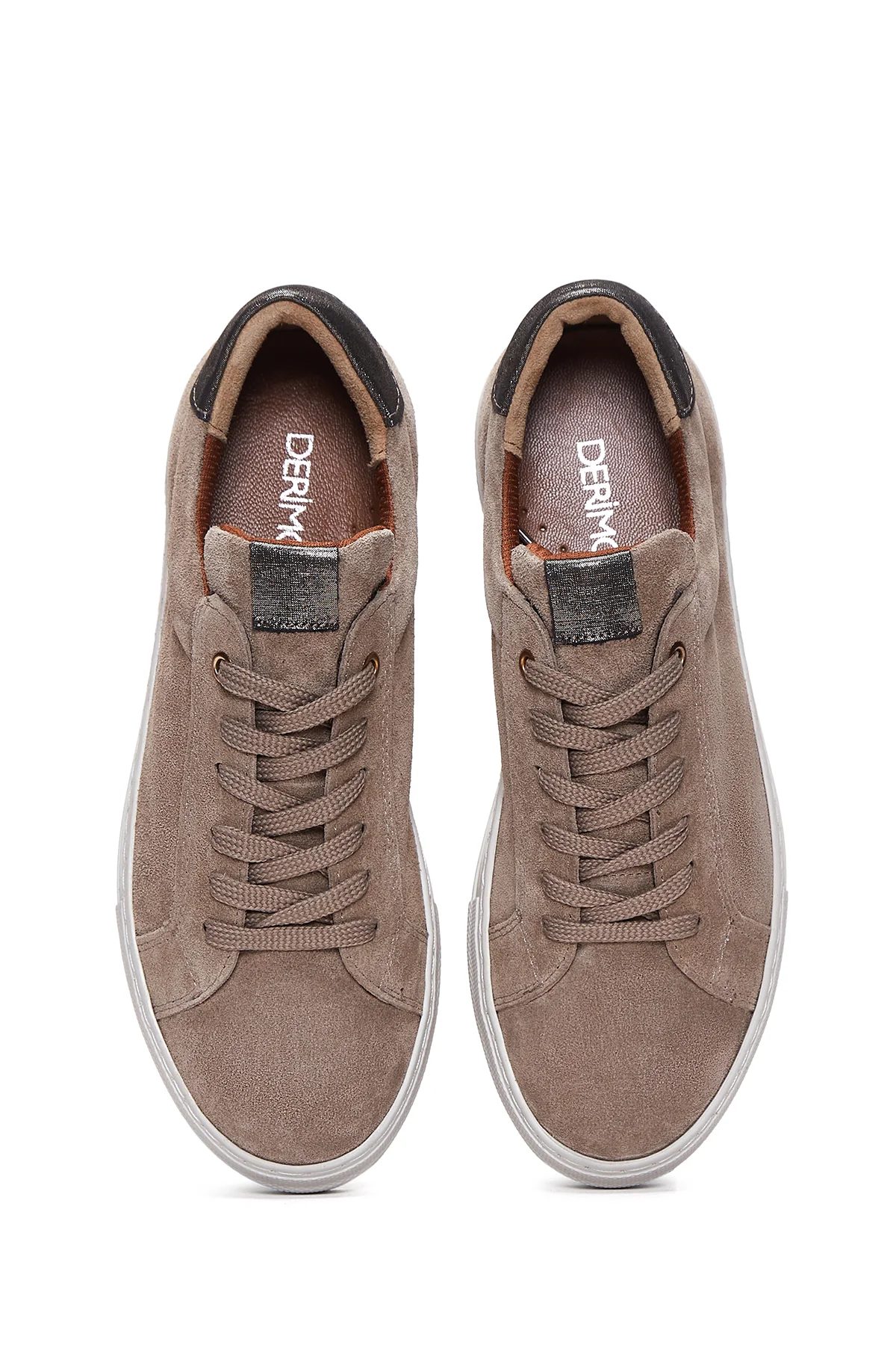 Kadın Vizon Bağcıklı Kalın Tabanlı Süet Deri Sneaker - Image 6