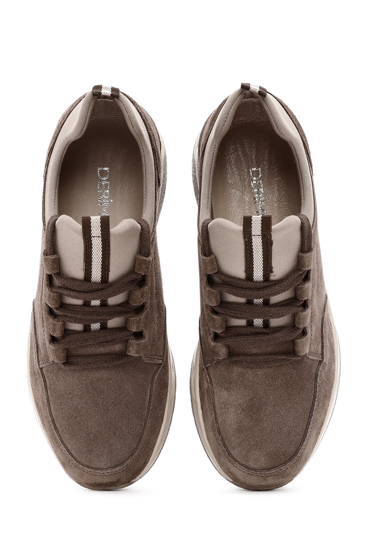 Kadın Vizon Bağcıklı Süet Deri Sneaker - Image 7
