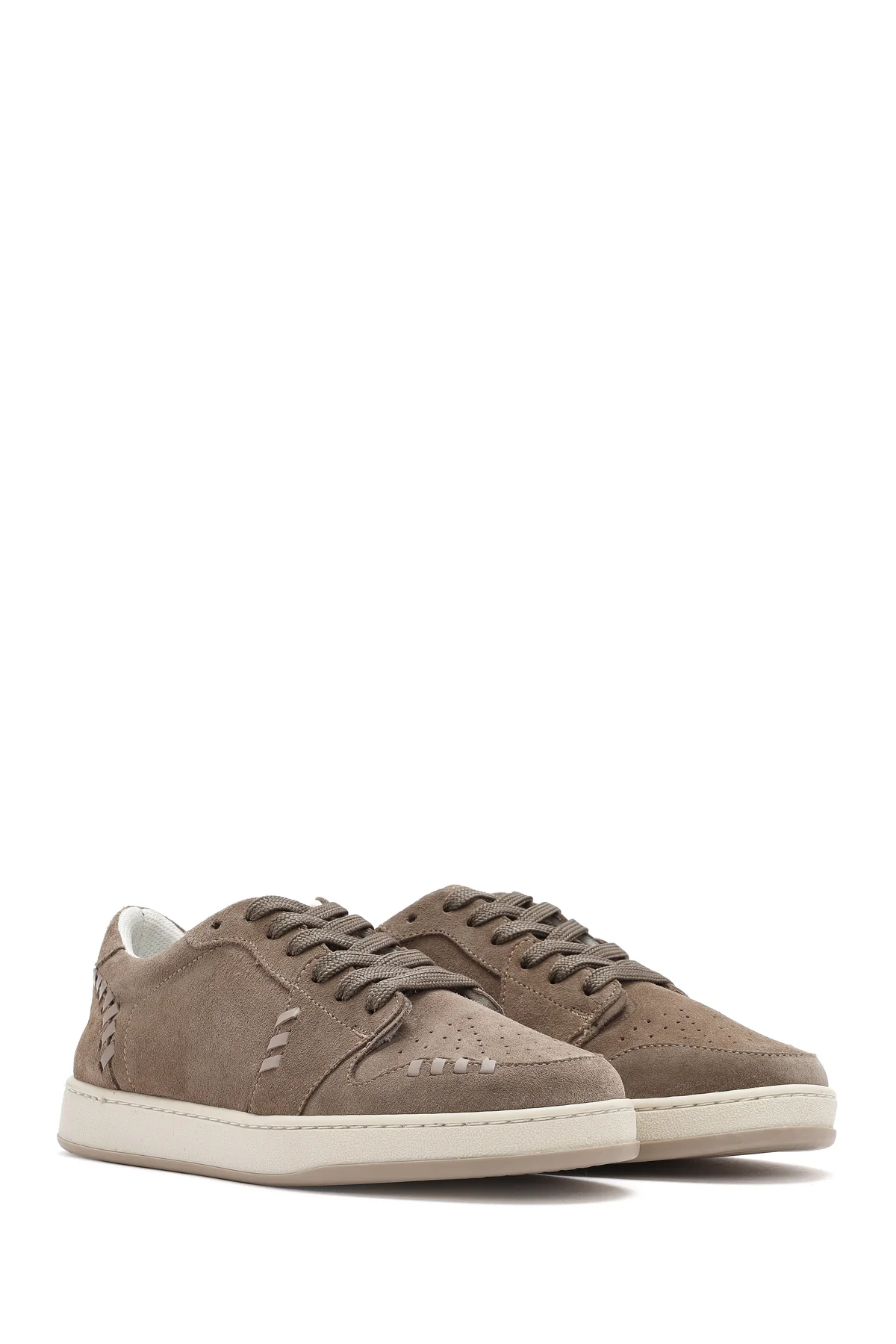 Kadın Vizon Bağcıklı Süet Deri Sneaker - Image 3