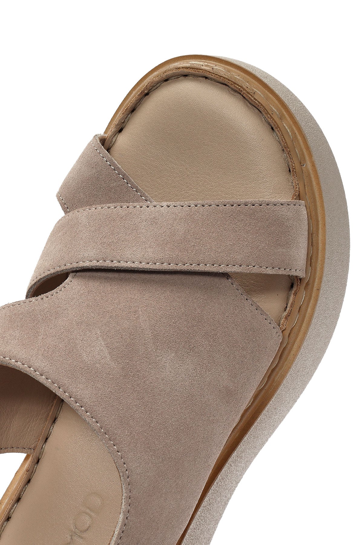Kadın Vizon Bilekten Tokalı Kalın Tabanlı Süet Deri Comfort Sandalet - Image 8