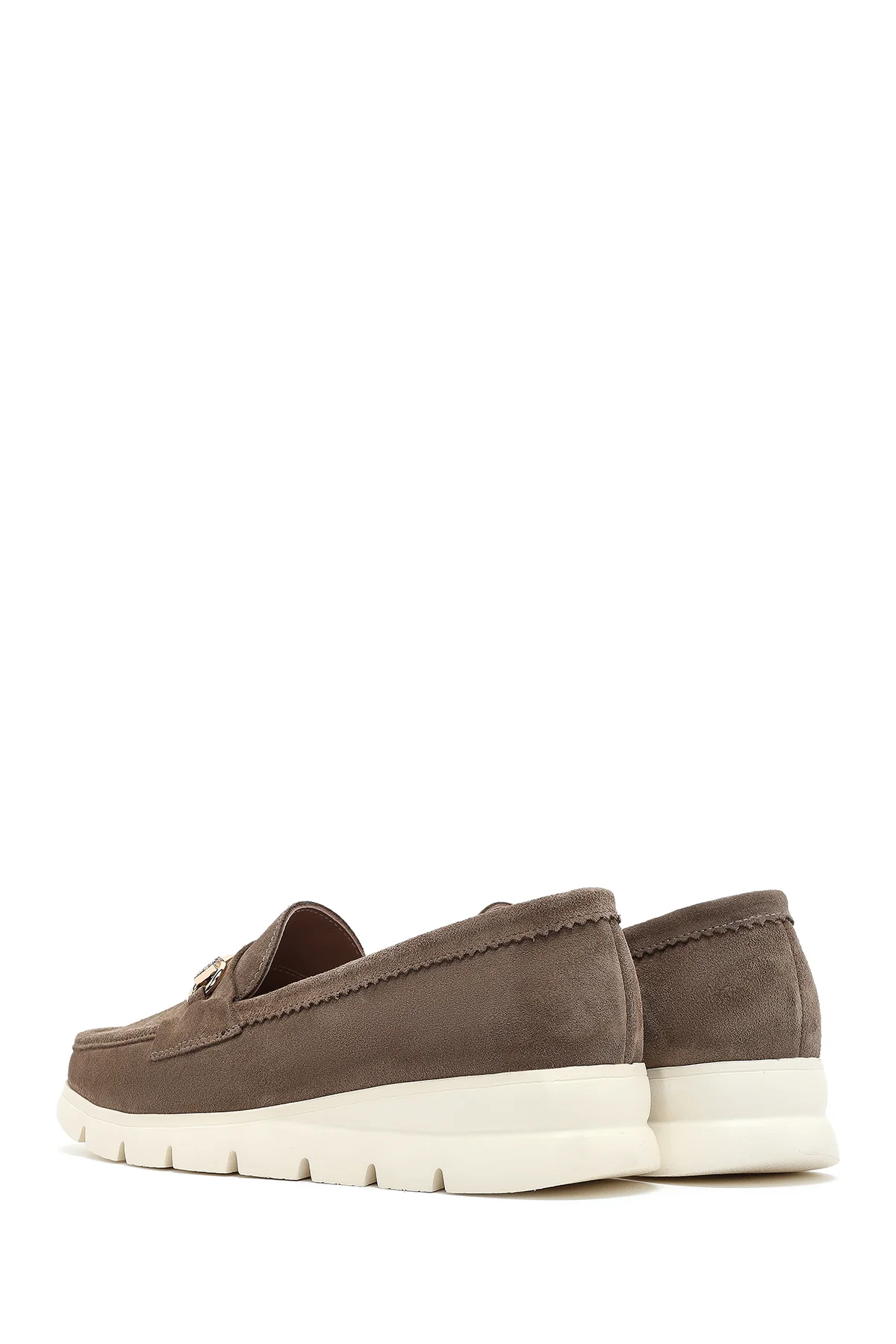 Kadın Vizon Dolgu Topuklu Süet Deri Comfort Loafer - Image 5