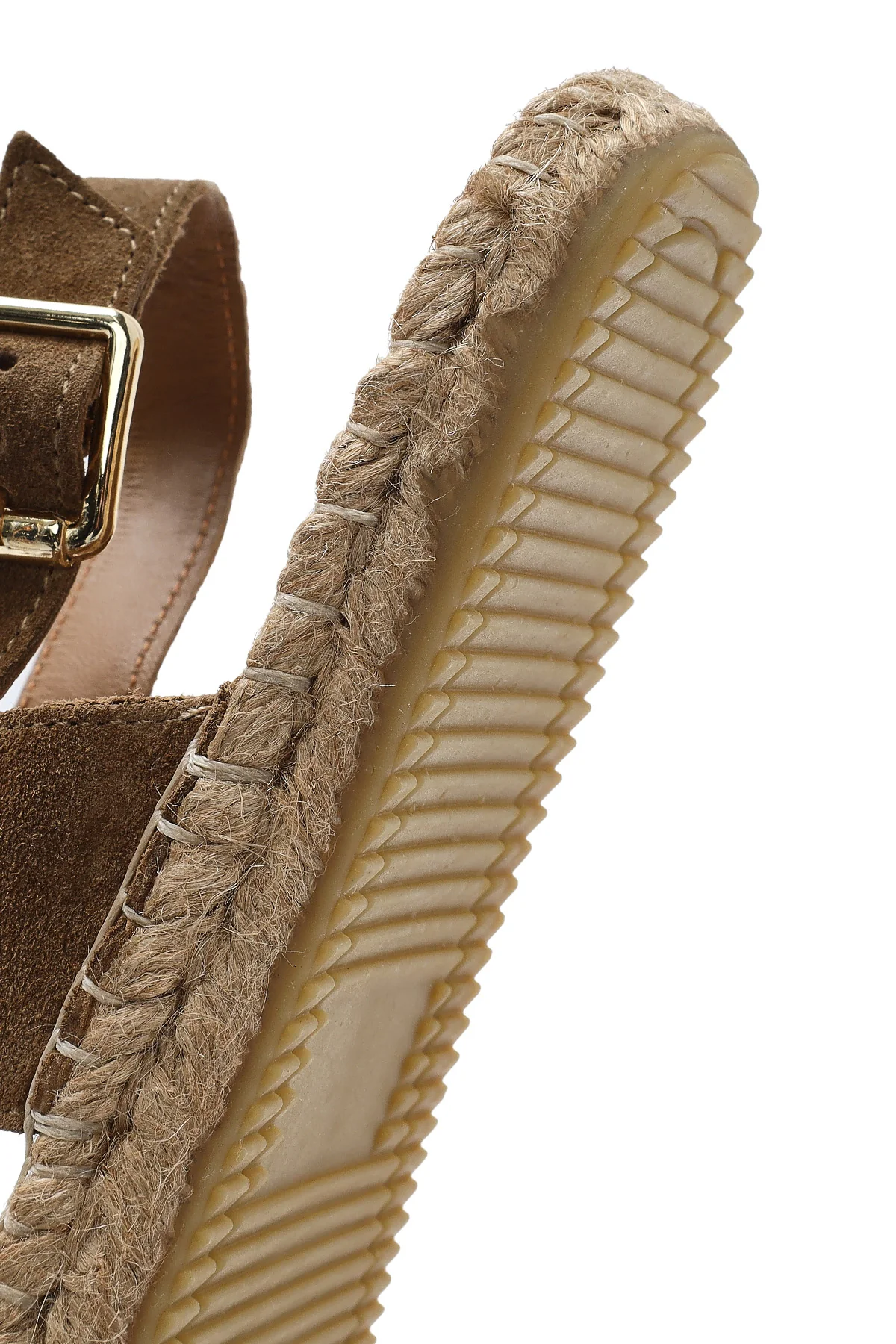 Kadın Vizon Örgü Detaylı Süet Deri Espadril Sandalet - Image 9