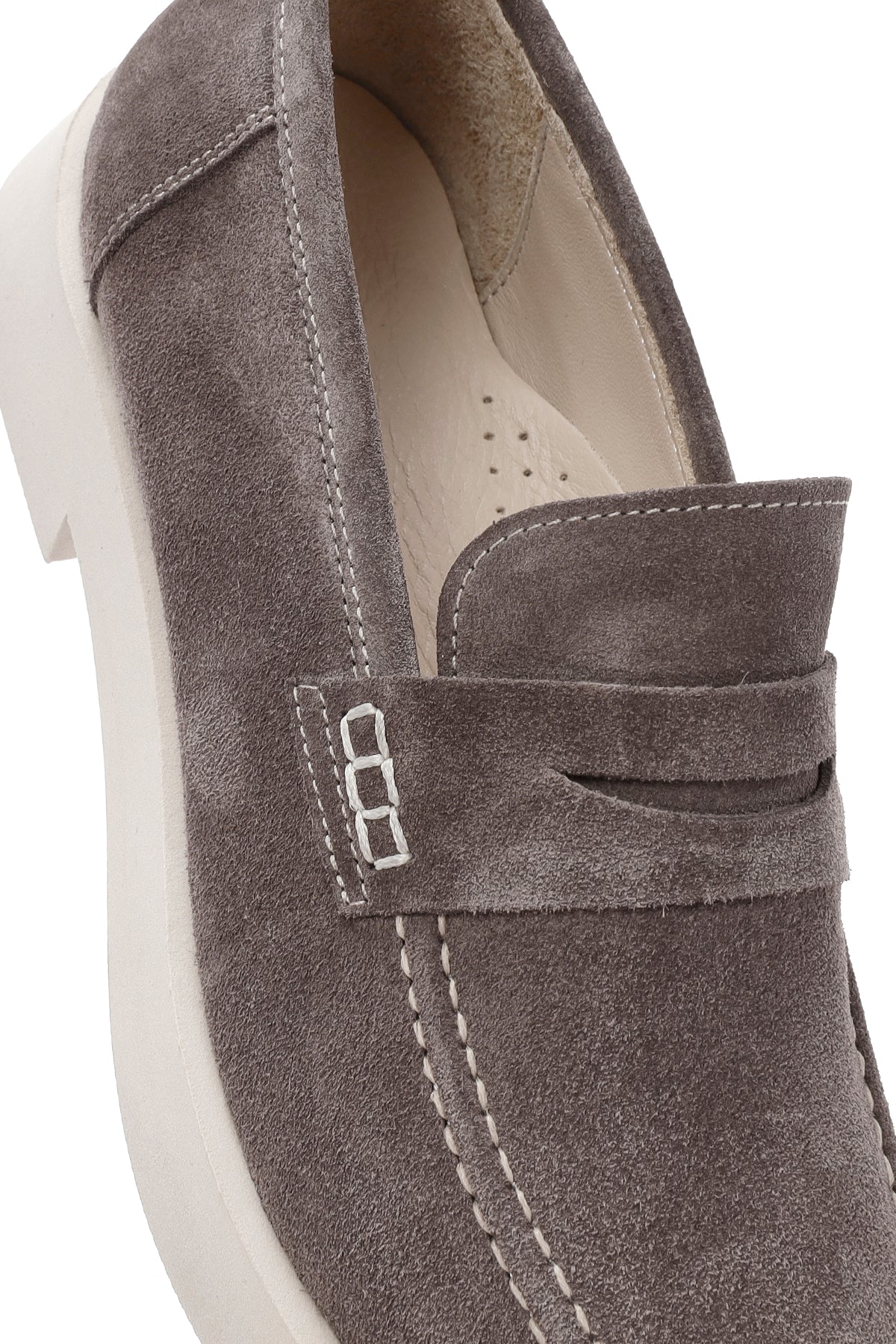 Kadın Vizon Süet Deri Maskülen Loafer - Image 10