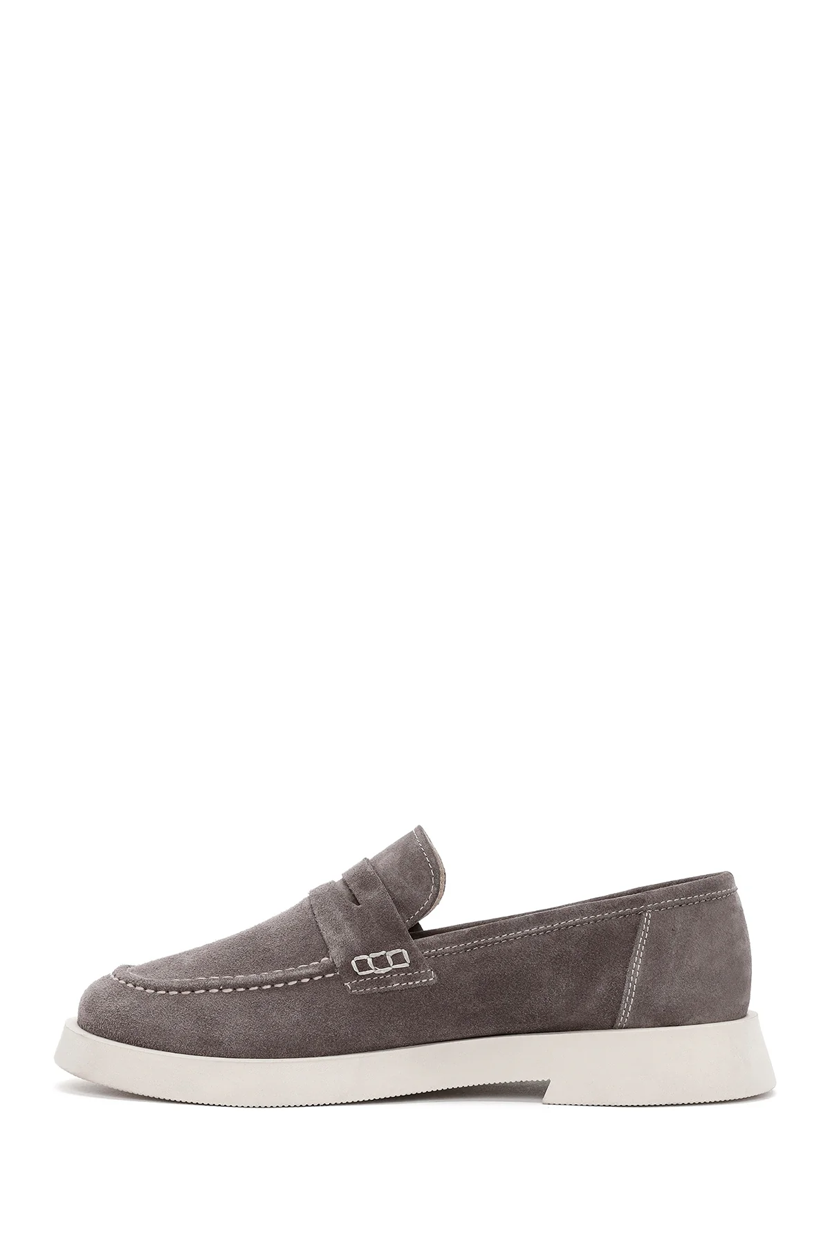 Kadın Vizon Süet Deri Maskülen Loafer - Image 2