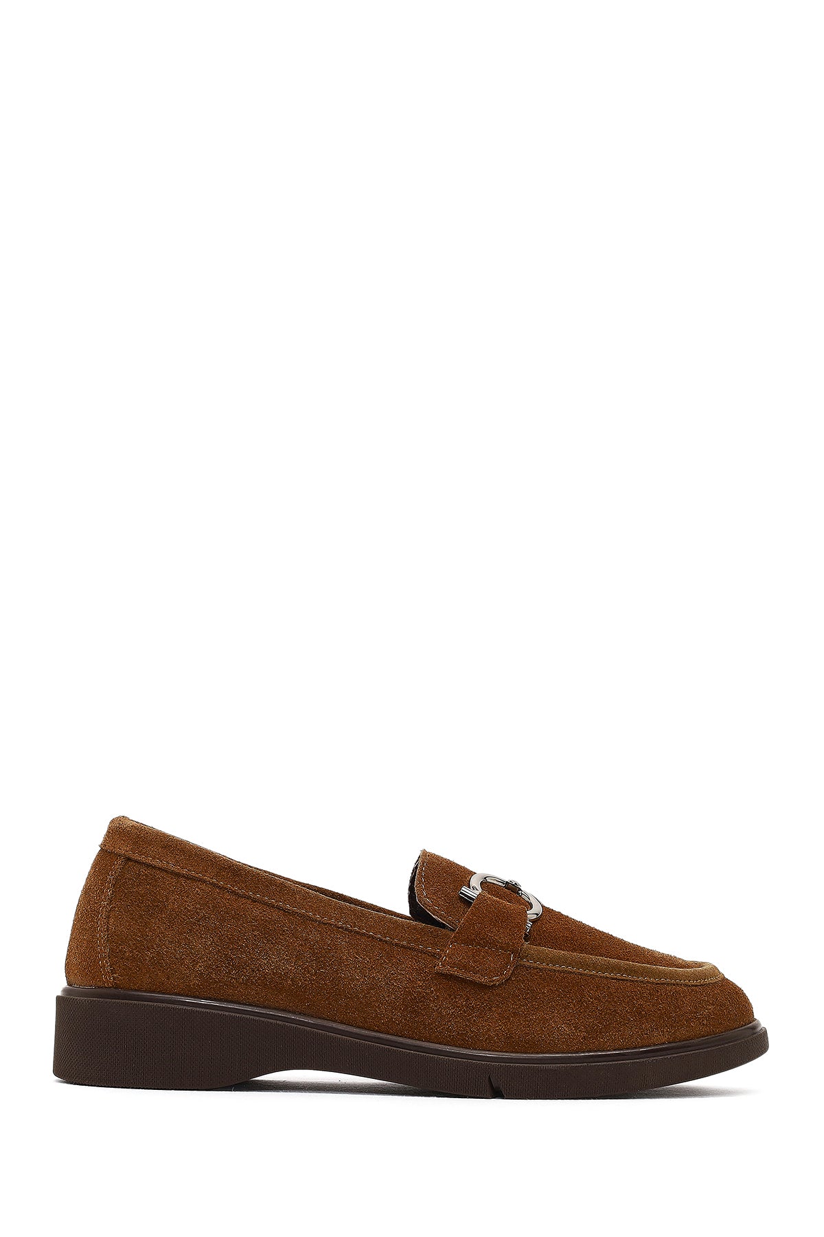 Kadın Vizon Tokalı Süet Deri Comfort Loafer