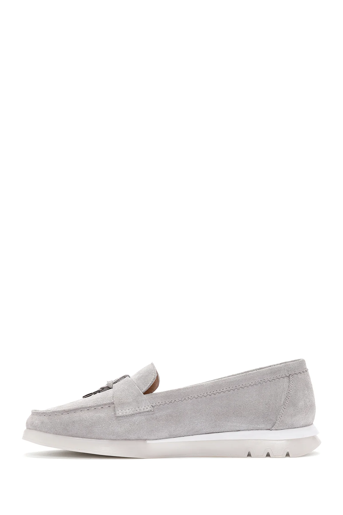 Kadın Vizon Tokalı Süet Deri Comfort Loafer - Image 2