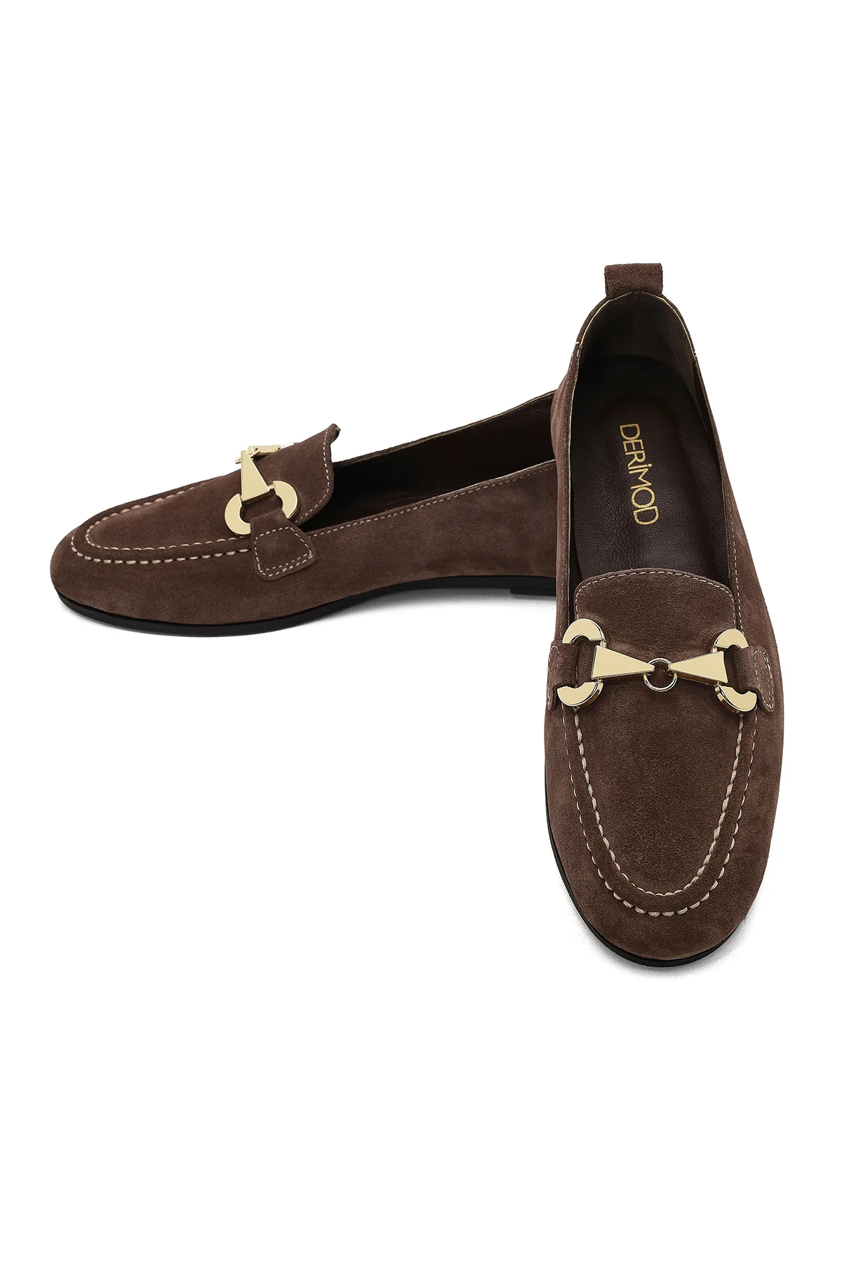 Kadın Vizon Tokalı Süet Deri Loafer - Image 11