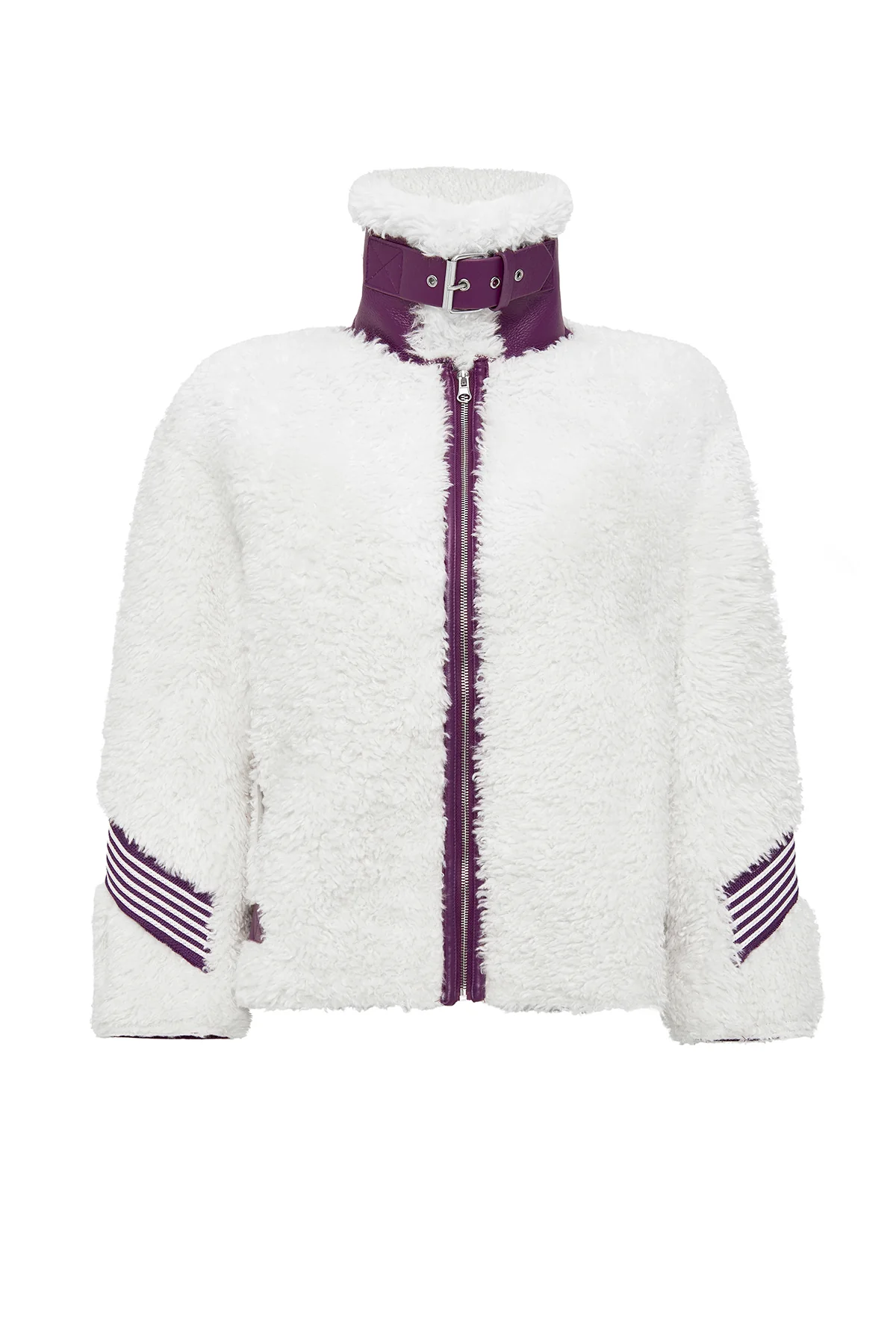 Meribel Kadın Çok Renkli Mor Çizgi Detaylı Teddy Mont - Image 5
