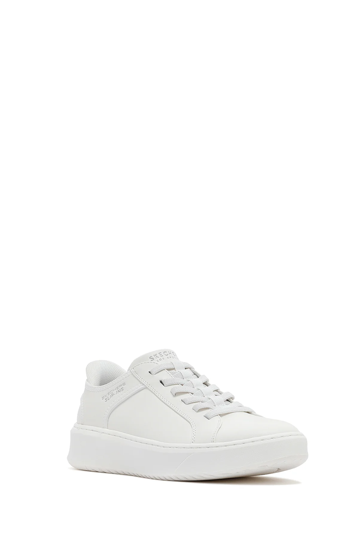 Skechers Erkek Beyaz Court Break Bağcıklı Kalın Tabanlı Deri Sneaker - Image 6