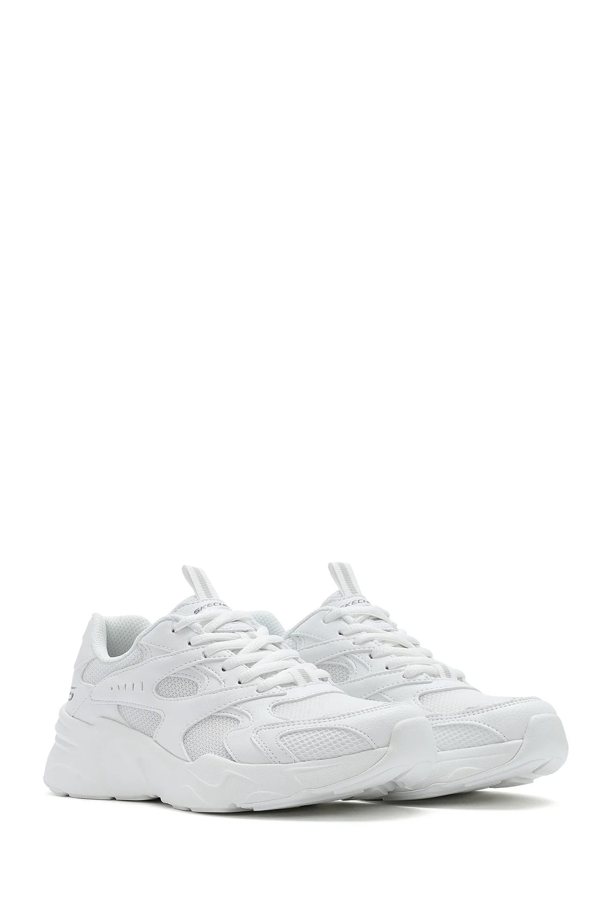 Skechers Kadın Beyaz Bobs Bamina Bağcıklı Kalın Tabanlı Kumaş Sneaker - Image 3